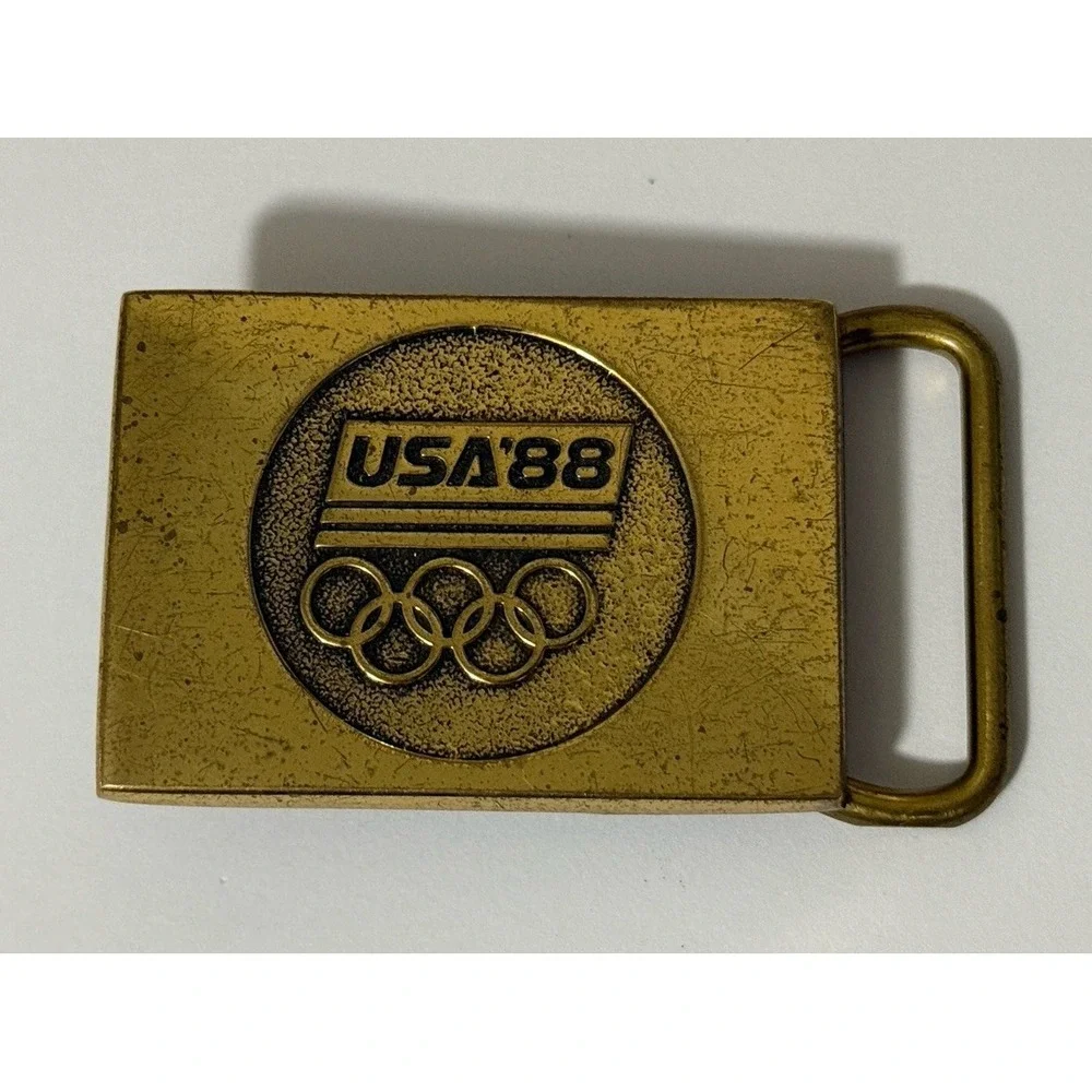 United States Olympic Sports 1988 Commemorative Vintage Solid Brass Belt Buckle